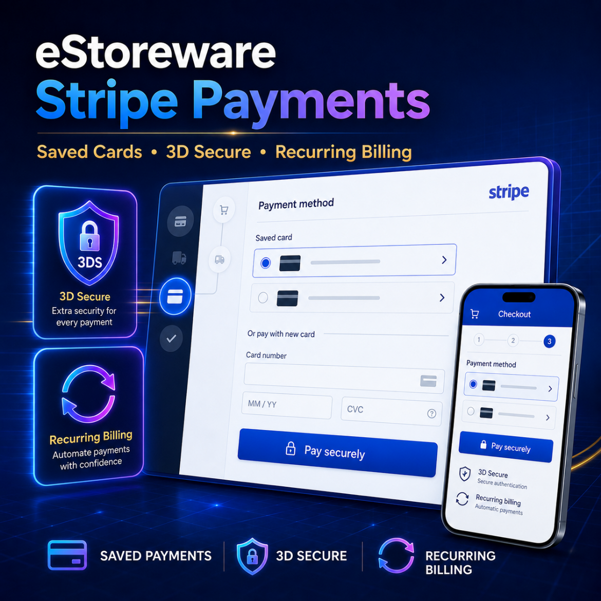 Picture of eStoreware Stripe Payments with Saved Payments and 3DS - 14-Day Trial