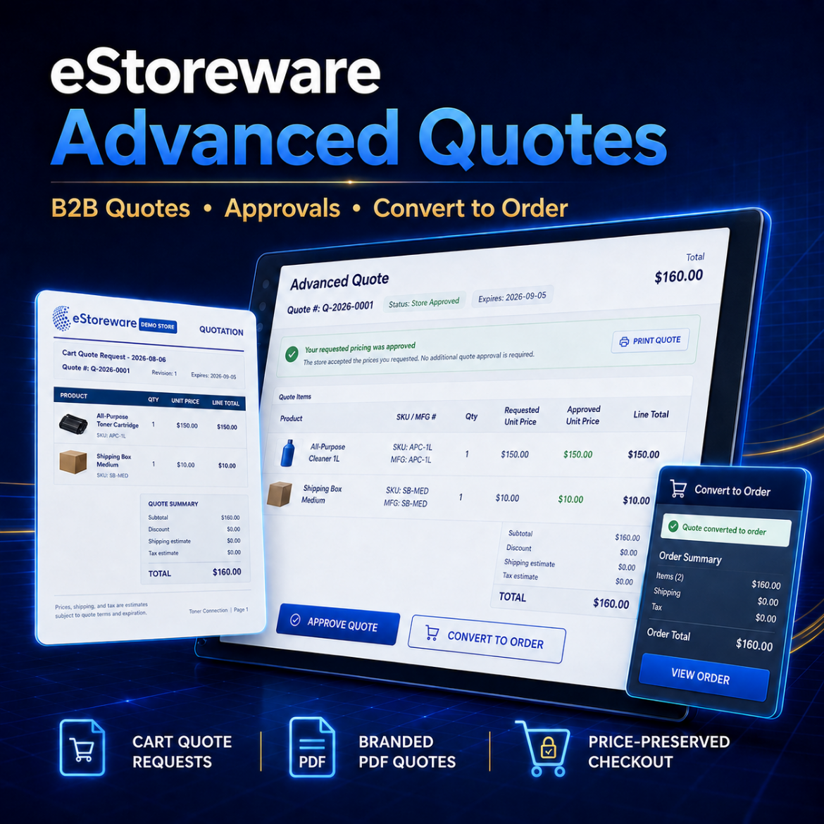 Picture of eStoreware Advanced Quotes - B2B Quotes, Quote Management, PDF Quotes, Customer Quotes