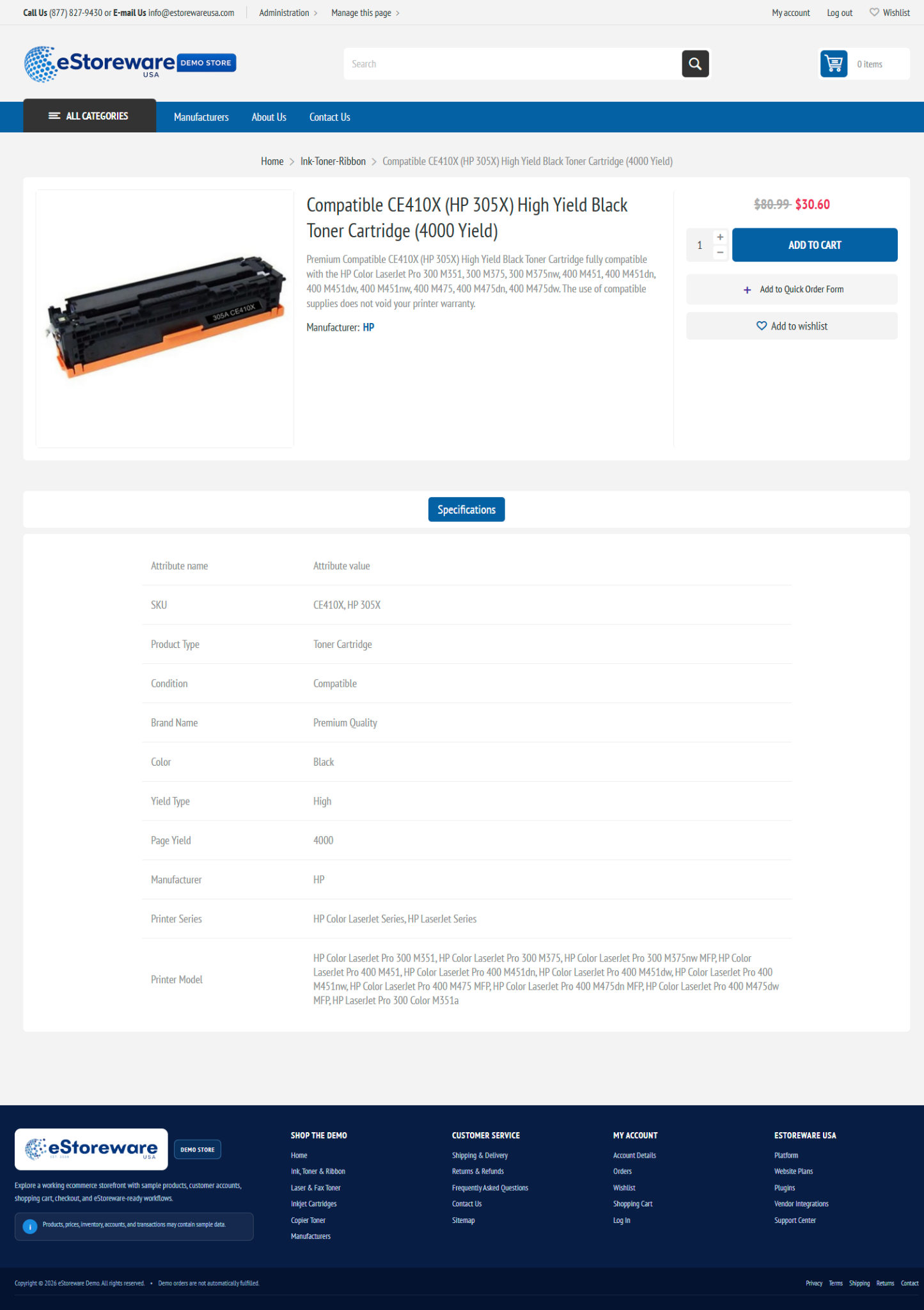Detailed ecommerce product page with specifications